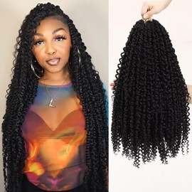 8 Packs Goddess Passion Twist Crochet Hair 18Inch Boho Passion Twist Hair with Curly End Pre-twisted Crochet Passion Twist Hair Prelooped Boho Crochet Hair for Black Women (#1B)