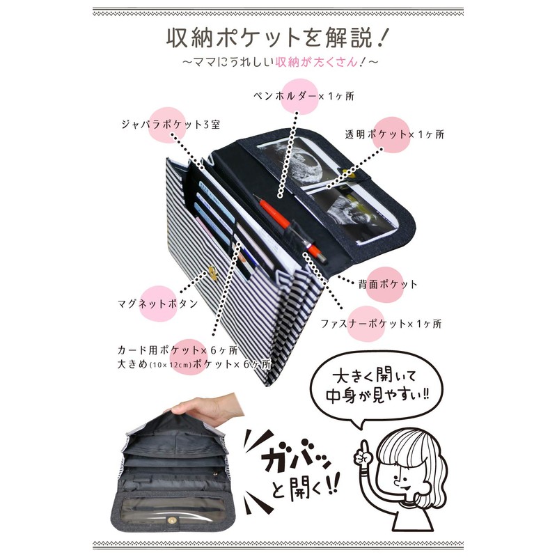 Maternal and Child Notebook Case, Bellows [Open Wide for Easy