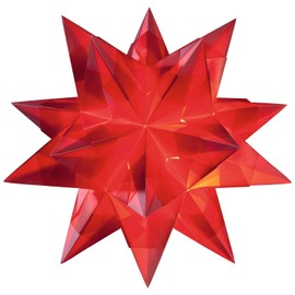 folia 820/2020 Bascetta Star Craft Set, Transparent Red, 20 x 20 cm, 32 Sheets, Finished Size of Paper Star Approx. 30 cm, with Detailed Instructions (English Language not Guaranteed), Ideal for