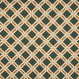 Kt KILOtela - Digital Printed Canvas Fabric - Half Panama 100% Organic Cotton, Oeko-Tex Standard 100-100 cm Length x 280 cm Width | Geometric Jumeirah - Green, Ochre ─ 1 Meter