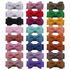 Thumbnail Hair Bow Snap Clips for Toddler Baby Fine Hair Clips in Fringe Bangs Tiny Hair Bow Accessories Infant Baby Girl Kids Hairbow (Thumbnail 24 Pcs)