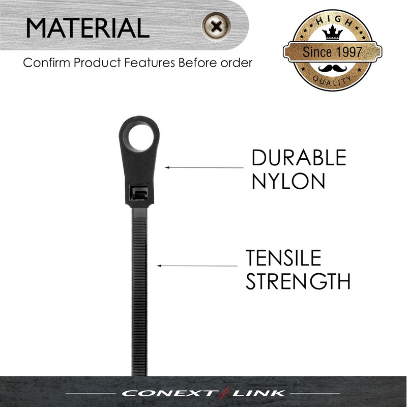 100 Nylon Cable Wire Zip Ties Mounting Hole Nail Screw