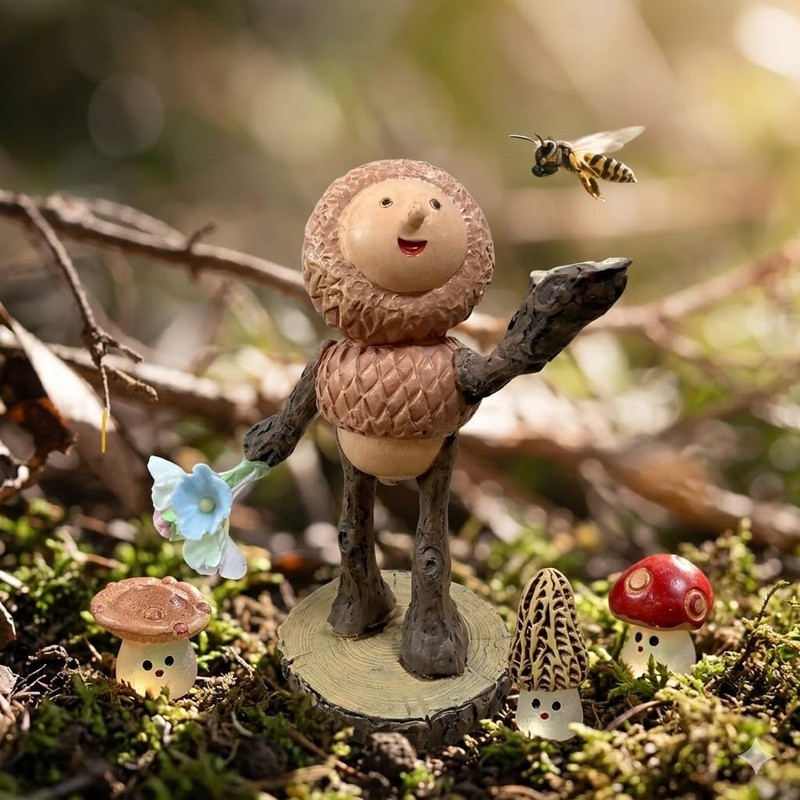 YOIUBASIA Miniature Acorn Figurine Woodland Decor