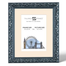 Tailored Frames Vienna Black 8" X 6" Frame for 6" X 4" Picture | Rustic Style Vintage Single Picture Frame | Table Top & Wall Hanging Type | Photo Frame with White Mount