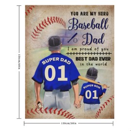 Baseball Blanket Dad Gifts from Daughter Son Best Dad Ever Gifts Throw Blanket for Men Birthday Christmas