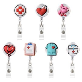 DOOCECIY 7-Piece Nurse Badge Reel Set, Badge Holders for Nurses & Doctors