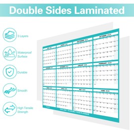 32"x48" Academic Wall Calendar 2025-2026, JUL 2025 - JUN 2026 12 Months Large Calendar, Erasable, Wet & Dry Erase Laminated, Vertical/Horizontal Reversible, Yearly Wall Planner with Julian Dates