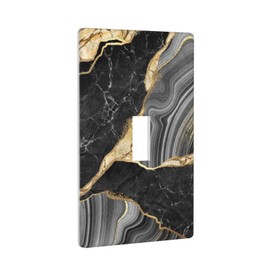 Black And Gold Marble Light Switch Cover Decorative Single Toggle 1 Gang Wall Plate Board Wallplates For Kitchen Farmhouse Bedroom Bathroom Art Decor