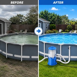 1000 GPH Pool Filter Pump for Above-Ground Pools – Cartridge Circulation System with Visible Filter Window