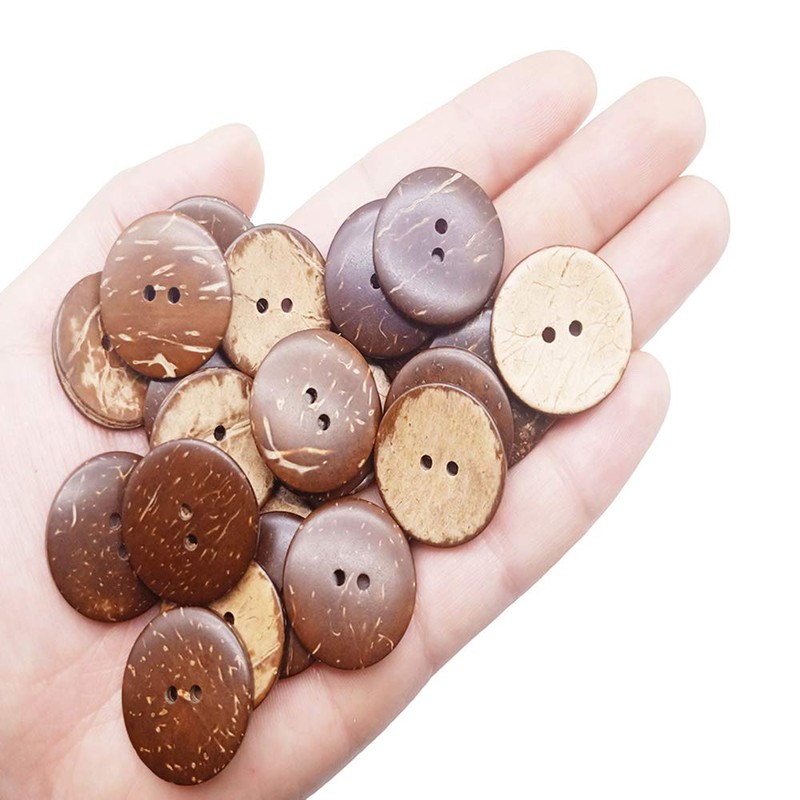 Kbraveo 150pcs 1 inch New Thick Coconut Shell 2 Holes