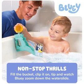 Toomies Bluey’s Waterslide, Bath Toy for Toddlers, Water Play, Moving Eyes, Fine Motor Skill Development, Suction Cup Attachment, For Ages 18 Months+, Durable and Safe Bath Toy for Kids