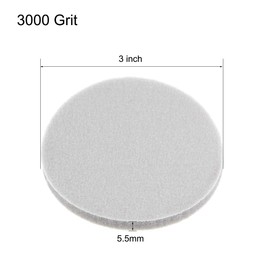 uxcell 3-Inch Sanding Sponge Hook and Loop Sanding Disc Wet/Dry for Auto Wood Metal Semi-Brittle Corundum 3000 Grit 3 Pcs