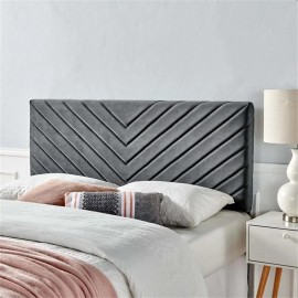 Modway Alyson Angular Channel Tufted Velvet Full/Queen Headboard in Charcoal
