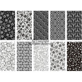 Craftido -25 Options- 100% Cotton Quilting Fabric Bundles 10pcs Fat Quarters 45.7x53.3cm (18”x21”) -Medium Weight 5.2 oz- for Quilting, Sewing Project, Patchwork, DIY Crafts - Black & White Flower