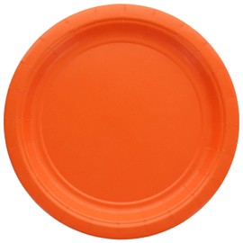 Amcrate Orange Disposable Party Paper Dessert Plates 7" - Ideal for Weddings, Partyâs, Birthdays, Dinners, Lunchâs. (Pack of 50)