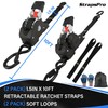 Retractable Ratchet Straps, 1763lb Break Strength Self Retracting Ratchet Straps