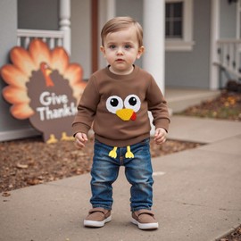 FIOMVA Toddler Baby Girl Boy Thanksgiving Outfit 3 6 9 12 18 24Months 2t 3t 4t Turkey Sweatshirt Sweater Top Shirt Clothes (Thanksgiving Turkey Costume, 2-3 Years)