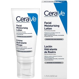 CeraVe Loción Facial PM, Crema Reparadora de Noche con Textura Ultraligera, Fórmula con Ácido Hialurónico y Niacinamida que Restaura la Barrera Cutánea, Piel Normal a Seca, 52 ml.