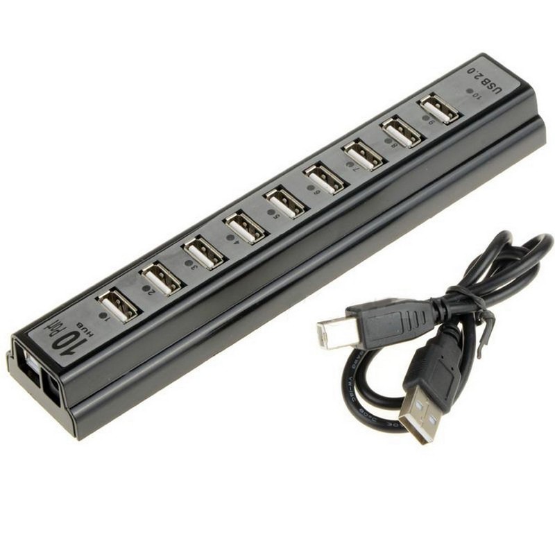 axGear HUB externo USB 2.0 de 10 puertos con adaptador