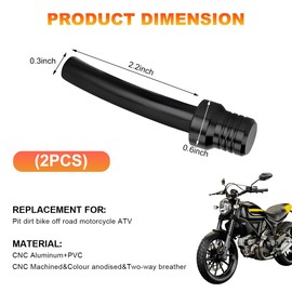 SHMZK 2 PCS Motorcycle Gas Caps Vent Hose, CNC Aluminum Gas Fuel Tank Caps Vent One-Way Valve Breather Hose, Universal Gas Tank Tube Hoses Breather Caps for ATV Off-Road Motorcycles (Black)