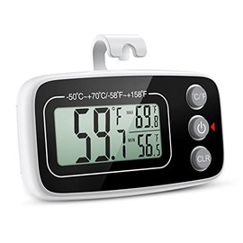 Brifit Fridge Thermometer, Digital Fridge Freezer Thermometer with Clear LCD Display, Freezer Thermometers Temperature Gauge with 3 Support Methods, Min/Max Function, Â°C/Â°F Convertible for Room, Bars