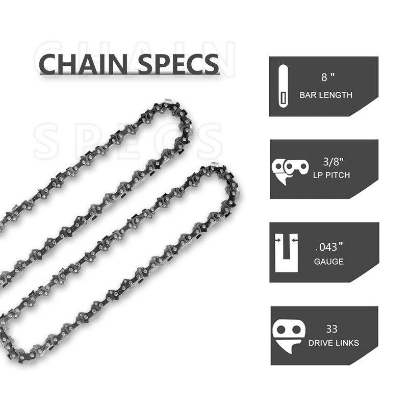 8 Inch Full Tooth Chainsaw Chain For Milwaukee 3004-20 Chainsaw,2PC