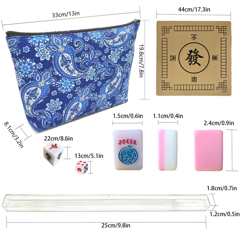 XuMoZC American Mini Mahjong Set 166 Mahjong Tiles 0.9-inch American