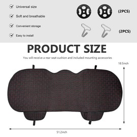 MUQIDA Car Seat Cover for Rear Seats, Comfortable Linen Seats Cushion Pad Mat with Storage Pockets, Anti-Slip Breathable Bottom Long Rear Seat Cover Protector for SUV Truck Van (Black&Red)
