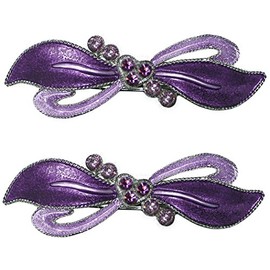 JCGY Pair of Barrettes Sweetheart On a Ribbon Hairbow French Clip Barrette Hairclips YY86400-1-2purple