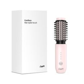 Cordless Heat Brush, Korea Beauty Association, Custom Color, Leeko Newest Model (Roll Brush Type), Straight or Curled, Achieve Salon-Grade Glossy Hair (Rapid Heating/Negative Ion), 4 Stage Temperature