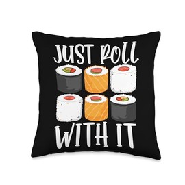 Love Japanese Food Kawaii Sushi Rolls Sashimi Fish Ramen Throw Pillow