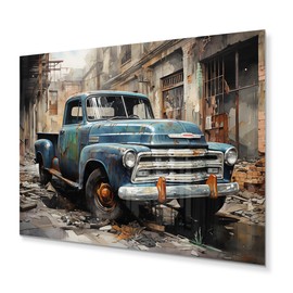 DesignQ pickup truck Metal wall art decor, Pickup Truck Metal wall art, Pickup Truck Industrial gracefulness, Extra large Modern Metal wall art, 40x30 inches