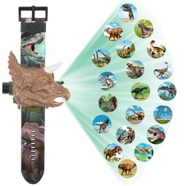 Vicloon Kids Projection Watch, Adjustable Projection Watch with 24 Animal Projection Patterns, Digital Watch with Lid Adjustable Time Projector Watch for Boys Girls Childrens Toys Watch (Dinosaur)