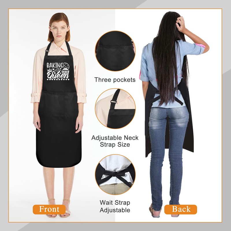 Jiusely Funny Baking Apron for Women, Baking Queen Cooking Apron