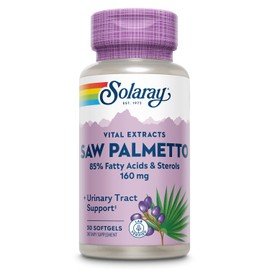 SOLARAY Saw Palmetto Extract - Prostate Health and Urinary Tract Support - 136 mg Fatty Acids and Sterols - Lab Verified, 60-Day Money-Back Guarantee (30 Servings, 30 Softgels)