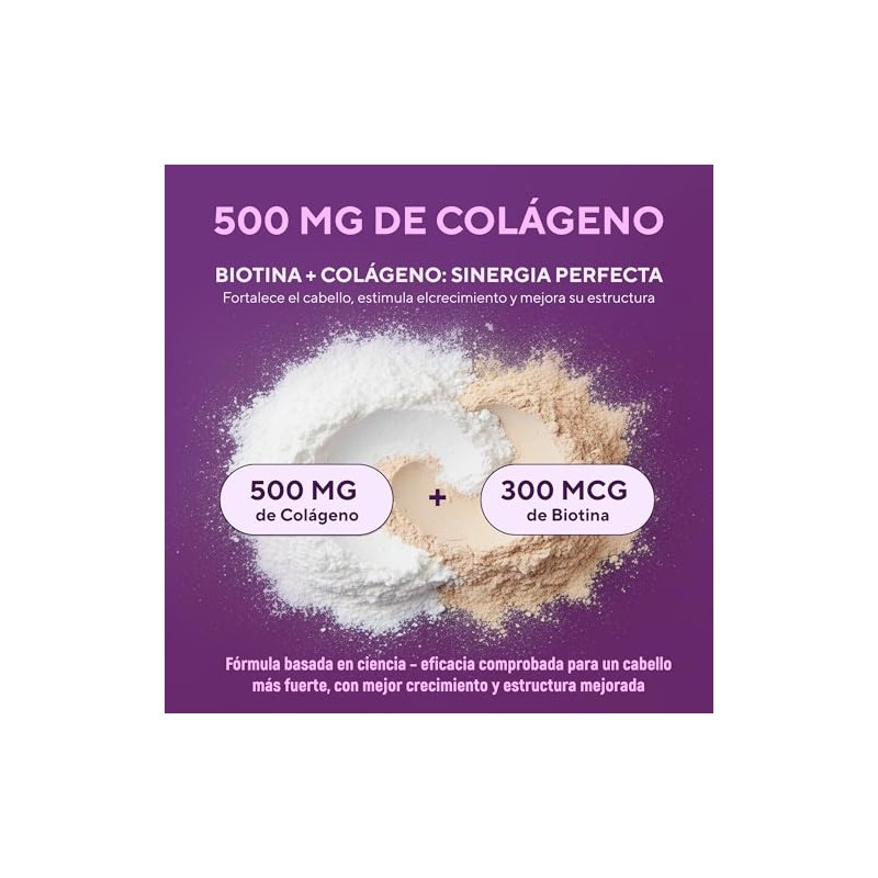Biotina y Colágeno Hidrolizado – Vitaminas para el Cabello, 180