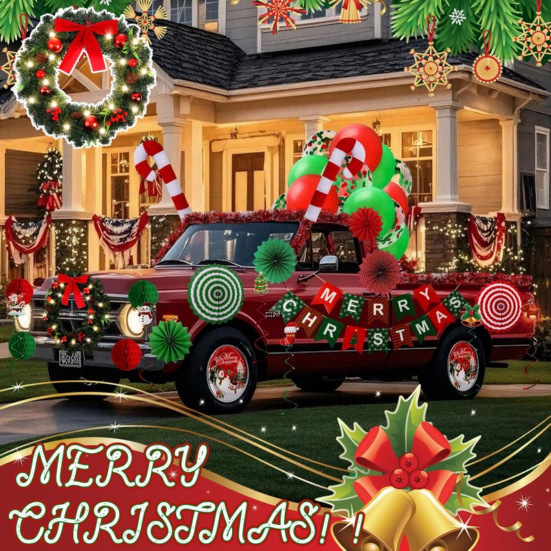 Suncalla 47 Pcs Christmas Golf Cart Decoration Kit for Parade