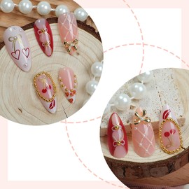 EYZOTSF Press on Almond Nails Medium Length Glossy Full Cover Acrylic French Almond Shaped False Nails with Designs Artificial Fake Nail with Charms Glue Stick ons Fingernails for Women Girls(XB10746)