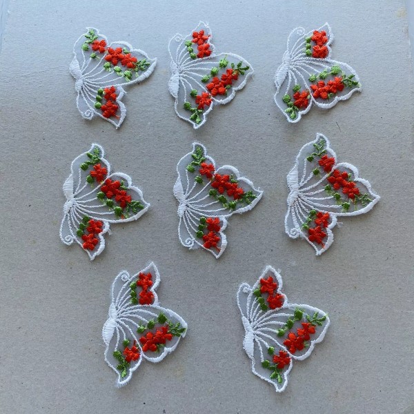 Unbranded 8 Pieces Organza Embroidered Butterfly Wing Appliques/Patc