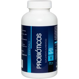 PROBIÓTICOS Y PREBIÓTICOS | Mezcla de 7 cepas | Contiene FOS | 60 Cápsulas de origen Vegetal | Salud y Bienestar con Essentials