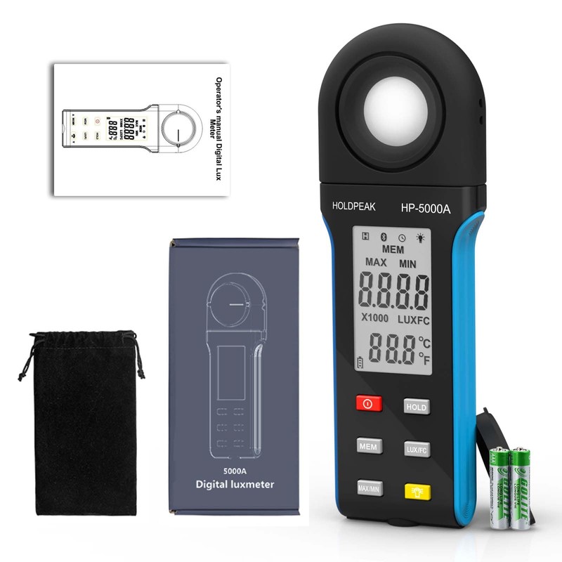 Digital Light Meter, 1-400000Lux Illuminance Meter with Large LCD Screen