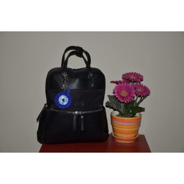 Popfizzy Rhinestone Blue Evil Eye Keychain for Women, Girl’s Backpack Key Fob, Bling Purse Charm for Handbags, Bag Charms