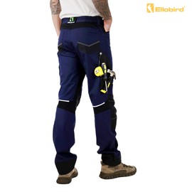 Ellobird Men's Construction Work Utility Pants Relaxed Fit Stretch Flex Cordura Double Knee Reinforcement Carpenter Cargo