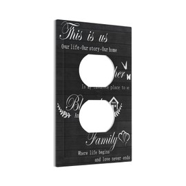 Inspirational Family Life Story Home Blessed Signs Quote Black Wooden Wood 1 Gang Duplex Receptacle Wall Plate Jumbo Electrical Outlet Decorative Decorator Light Switch Faceplate Plug Socket Cover