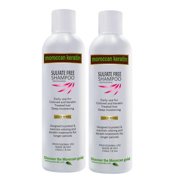 Moroccan Keratin Sulfate Free Moisturizing Shampoo 2x 250ml Set Infused with Moroccan Argan Oil