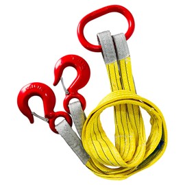 SENKEYFE Lifting Slings Straps with Hooks 5ft Two Leg Bridle Web Sling 13227lbs Capacity G80 Alloy Steel Engine Lift Chain Link Eye Hook Polyester Webbing Rigging Straps for Hoists