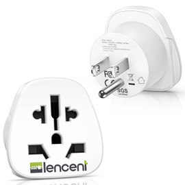 LENCENT World to US Travel Plug Adapter, 2 PACK, Visitor from USA/Europe/China/Australia/UK to 3 Pin US Adapter Plug [EU Australia China Europe UK to American Plug Adapter]-TYPE B