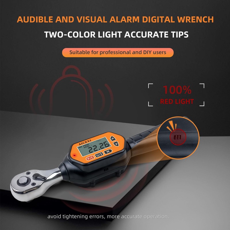 AICEYI Digital Torque Wrench, 73.7 Ft.lbs/3-100 N.m, 1/2 in Drive