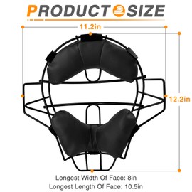 Baseball Catcher Mask Umpire Mask,Full-Face Protection Mask for Baseball,Lightweight Secure Fit Provides Maximum Protection and Comfort – Does Not Obstruct View (Black)