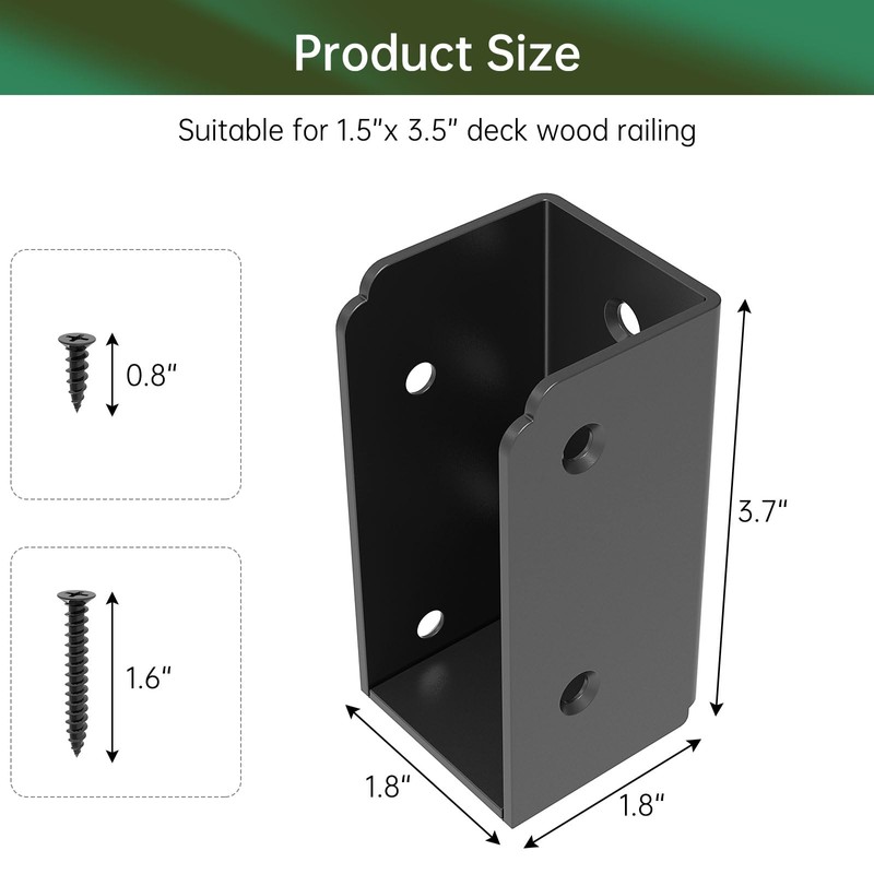 IRENPORU 12PCS 2”x 4” Stainless Steel Deck Railing Brackets Connectors,